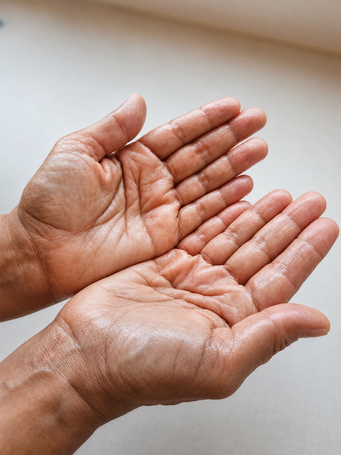 Mãos abertas em gesto de cuidado e acolhimento